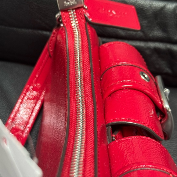NWT Coach Ashton Baguette Bag Patent Leather CV943 Silver/Red - Picture 9 of 12